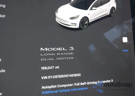 2019 Tesla Model 3 Long Range/Performance from USA, damaged, VIN 5YJ3E1EB0KF493830